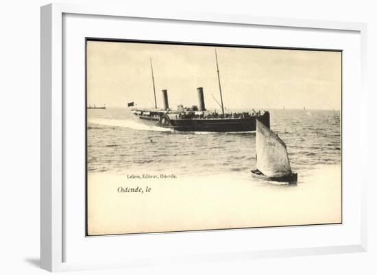 Ostende, Fährschiff Läuft An, Segelboot 077-null-Framed Giclee Print