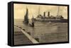 Ostende, Sailing of the Mail Steamer, Fishermen-null-Framed Stretched Canvas