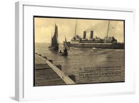 Ostende, Sailing of the Mail Steamer, Fishermen-null-Framed Giclee Print