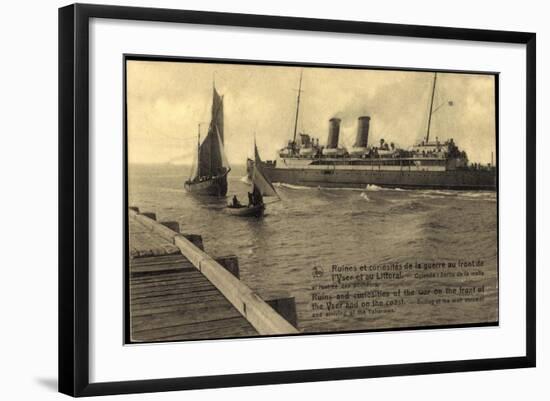 Ostende, Sailing of the Mail Steamer, Fishermen-null-Framed Giclee Print