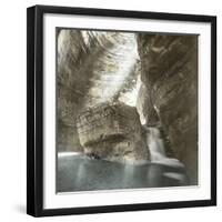 Osteno (Italy), Inside of the Cave, on Lake Lugano, Circa 1890-Leon, Levy et Fils-Framed Photographic Print