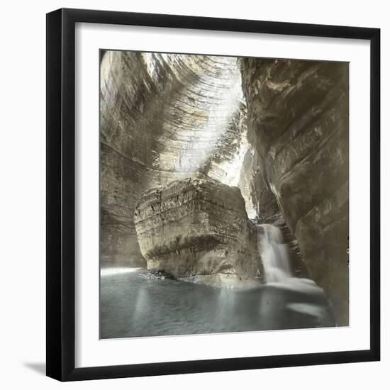 Osteno (Italy), Inside of the Cave, on Lake Lugano, Circa 1890-Leon, Levy et Fils-Framed Photographic Print