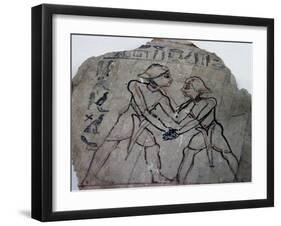 Ostrakon Showing Fight Scene, New Kingdom-null-Framed Giclee Print