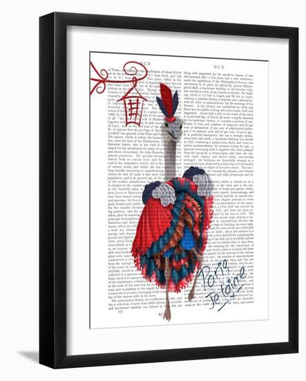 Ostrich, Can Can in Red and Blue-Fab Funky-Framed Art Print