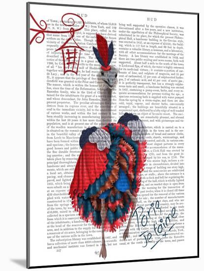 Ostrich, Can Can in Red and Blue-Fab Funky-Mounted Art Print