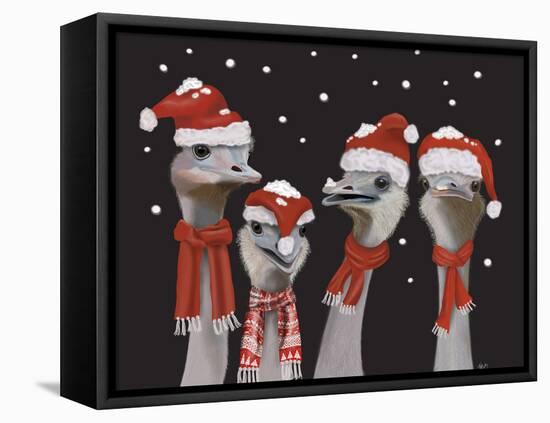 Ostrich, Christmas Gals-Fab Funky-Framed Stretched Canvas