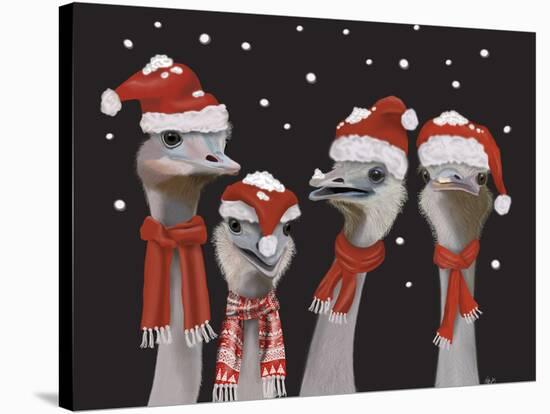 Ostrich, Christmas Gals-Fab Funky-Stretched Canvas