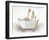 Ostrich In Bathtub-Matthew Piotrowicz-Framed Art Print