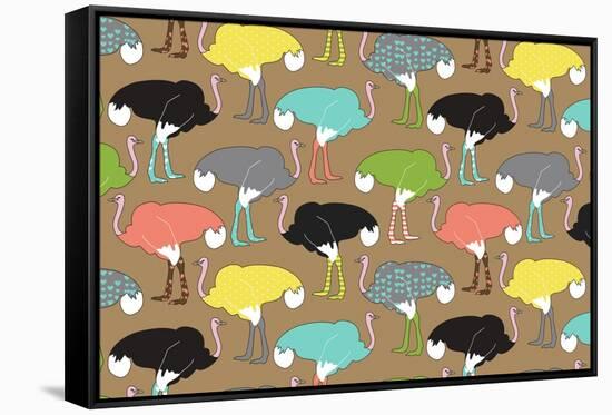 Ostrich Socks-Joanne Paynter Design-Framed Stretched Canvas