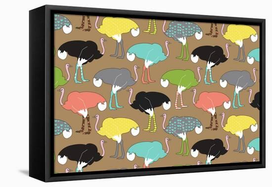 Ostrich Socks-Joanne Paynter Design-Framed Stretched Canvas