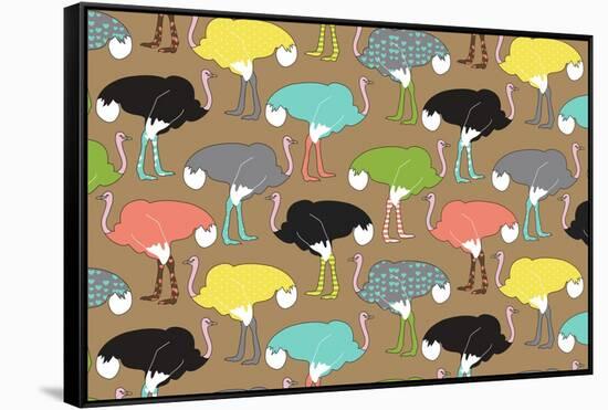 Ostrich Socks-Joanne Paynter Design-Framed Stretched Canvas