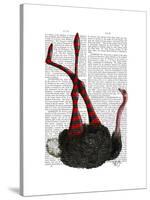 Ostrich with Striped Leggings-Fab Funky-Stretched Canvas