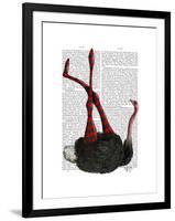 Ostrich with Striped Leggings-Fab Funky-Framed Art Print