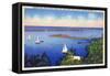 Oswego, New York - Lake Ontario View near NY State Naval Militia Grounds-Lantern Press-Framed Stretched Canvas