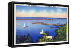 Oswego, New York - Lake Ontario View near NY State Naval Militia Grounds-Lantern Press-Framed Stretched Canvas