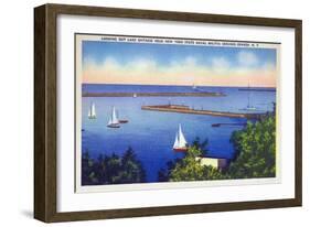 Oswego, New York - Lake Ontario View near NY State Naval Militia Grounds-Lantern Press-Framed Art Print