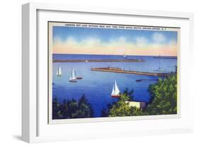 Oswego, New York - Lake Ontario View near NY State Naval Militia Grounds-Lantern Press-Framed Art Print