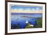 Oswego, New York - Lake Ontario View near NY State Naval Militia Grounds-Lantern Press-Framed Premium Giclee Print