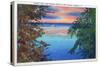 Oswego, New York - Old Fort Ontario Sunset View of Lake Ontario-Lantern Press-Stretched Canvas