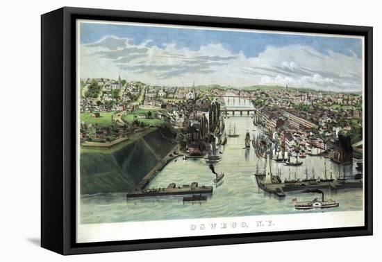 Oswego, New York - Panoramic Map-Lantern Press-Framed Stretched Canvas