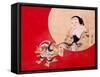 Otafuku and Demon-Zeshin Shibata-Framed Stretched Canvas