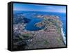 Otago Harbor and Otago Peninsula, Dunedin City, New Zealand-David Wall-Framed Stretched Canvas