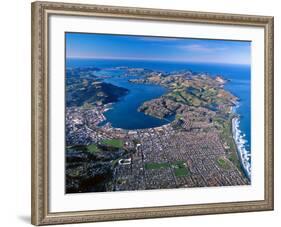 Otago Harbor and Otago Peninsula, Dunedin City, New Zealand-David Wall-Framed Photographic Print