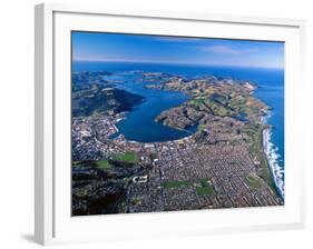 Otago Harbor and Otago Peninsula, Dunedin City, New Zealand-David Wall-Framed Photographic Print