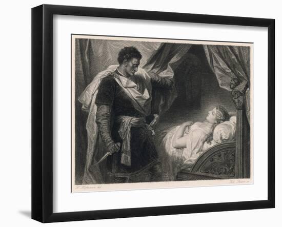 Othello Approaches the Sleeping Desdemona-Heinrich Hofmann-Framed Art Print
