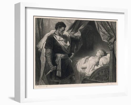 Othello Approaches the Sleeping Desdemona-Heinrich Hofmann-Framed Art Print