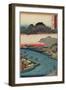 Otoko-Yama Mountain Seen from Hirakata, Kawachi Province, July 1853-Utagawa Hiroshige-Framed Giclee Print