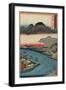 Otoko-Yama Mountain Seen from Hirakata, Kawachi Province, July 1853-Utagawa Hiroshige-Framed Giclee Print