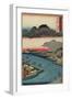 Otoko-Yama Mountain Seen from Hirakata, Kawachi Province, July 1853-Utagawa Hiroshige-Framed Giclee Print