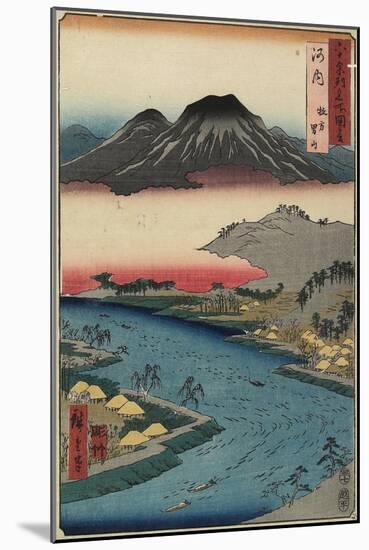 Otoko-Yama Mountain Seen from Hirakata, Kawachi Province, July 1853-Utagawa Hiroshige-Mounted Giclee Print