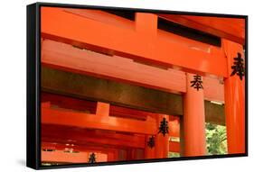 Otorii Partial Close-Up of Otorii in Fushimi Inari Taisha Shrine in Kyoto, Japan.-elwynn-Framed Stretched Canvas