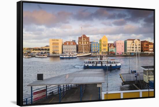 Otrobanda Ferry Terminal and Dutch Colonial Buildings on Handelskade Along Punda's Waterfront-Jane Sweeney-Framed Stretched Canvas