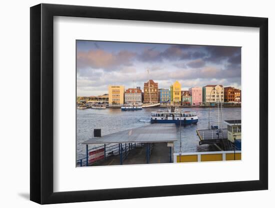 Otrobanda Ferry Terminal and Dutch Colonial Buildings on Handelskade Along Punda's Waterfront-Jane Sweeney-Framed Photographic Print