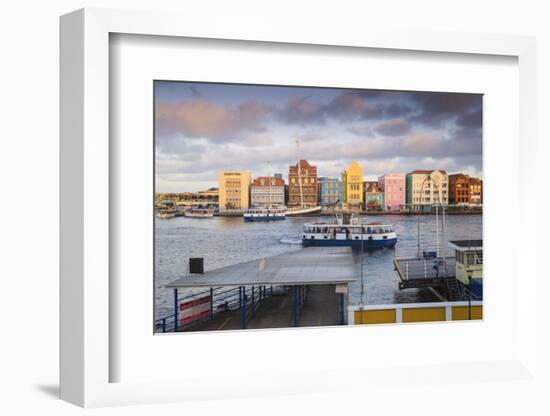 Otrobanda Ferry Terminal and Dutch Colonial Buildings on Handelskade Along Punda's Waterfront-Jane Sweeney-Framed Photographic Print