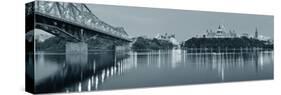 Ottawa at Night over River with Historical Architecture in Black and White.-Songquan Deng-Stretched Canvas