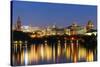 Ottawa at Night over River with Historical Architecture.-Songquan Deng-Stretched Canvas