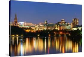 Ottawa at Night over River with Historical Architecture.-Songquan Deng-Stretched Canvas