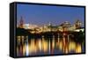 Ottawa at Night over River with Historical Architecture.-Songquan Deng-Framed Stretched Canvas