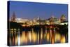 Ottawa at Night over River with Historical Architecture.-Songquan Deng-Stretched Canvas