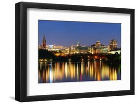 Ottawa at Night over River with Historical Architecture.-Songquan Deng-Framed Photographic Print