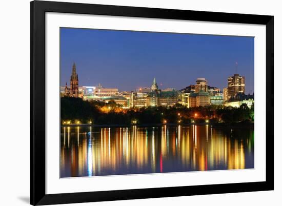 Ottawa at Night over River with Historical Architecture.-Songquan Deng-Framed Photographic Print