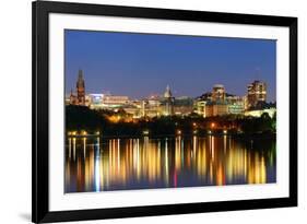 Ottawa at Night over River with Historical Architecture.-Songquan Deng-Framed Photographic Print