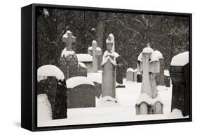 Ottawa, Canada, Beechwood Cemetery. Snow-Covered Gravestone-Bill Young-Framed Stretched Canvas