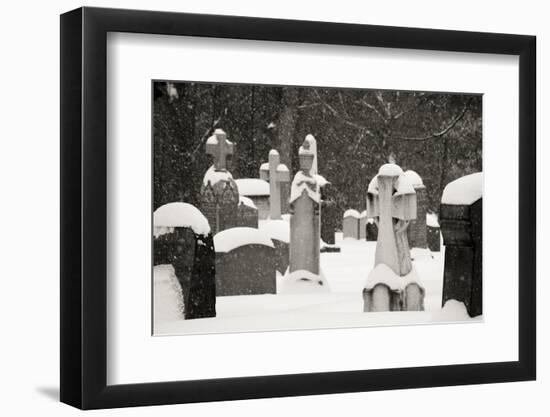 Ottawa, Canada, Beechwood Cemetery. Snow-Covered Gravestone-Bill Young-Framed Photographic Print