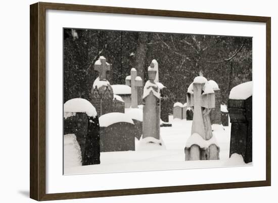 Ottawa, Canada, Beechwood Cemetery. Snow-Covered Gravestone-Bill Young-Framed Photographic Print