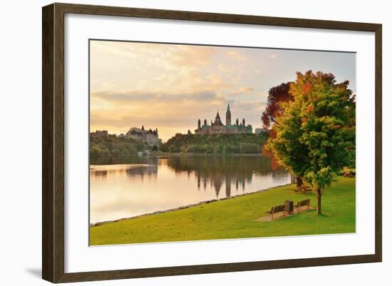 Ottawa City Skyline at Sunrise in the Morning Park View over River-Songquan Deng-Framed Photographic Print
